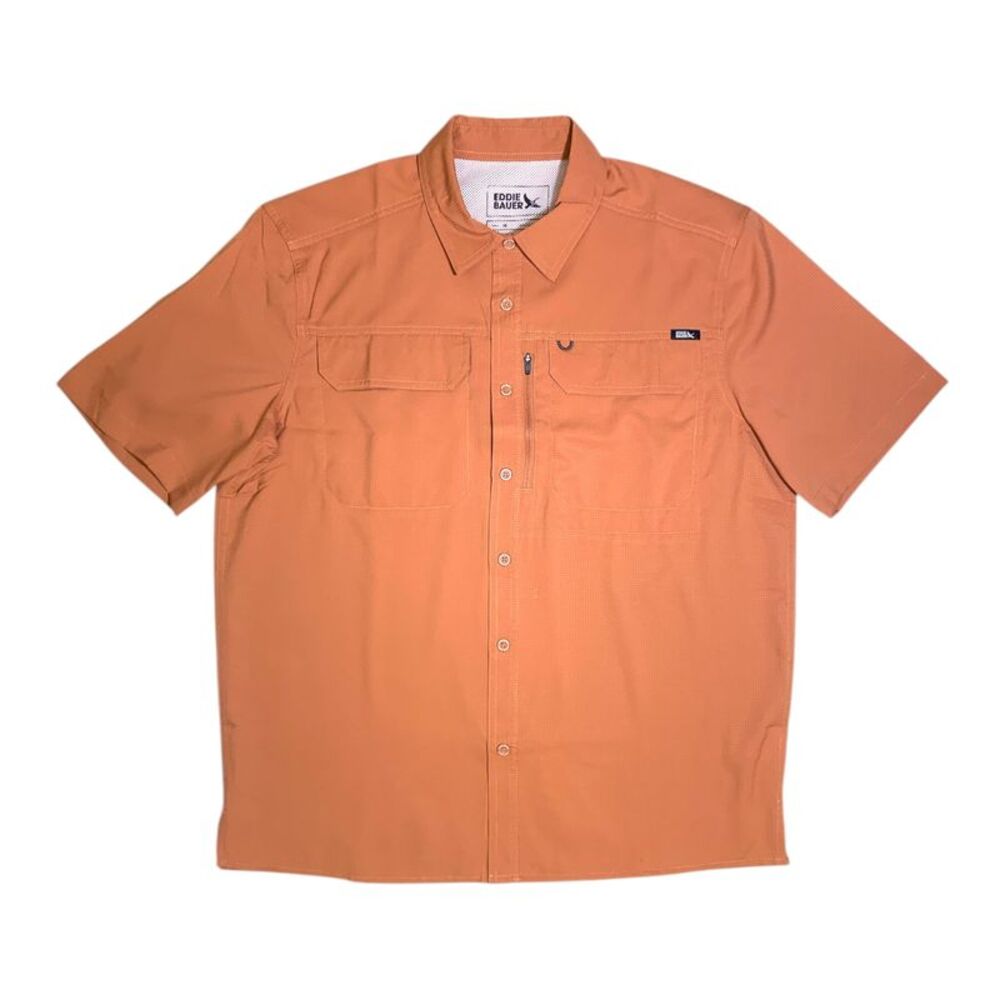 Eddie Bauer Men's Relaxed Fit Lightweight Woven Tech Shirt - Orange
